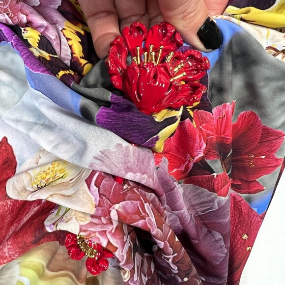 Roberto Cavalli Araki Printed Floral Dress Gathered Mini Multicolor 44  US 10 - Picture 12 of 16